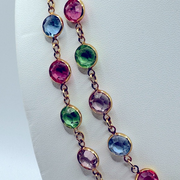 Long Multi Color Crystal Necklace 26 inches - Picture 4 of 5